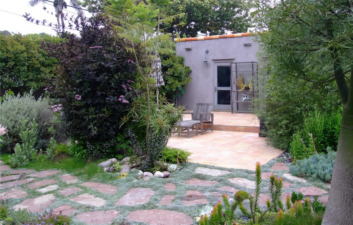 Tiled Patio and Garden