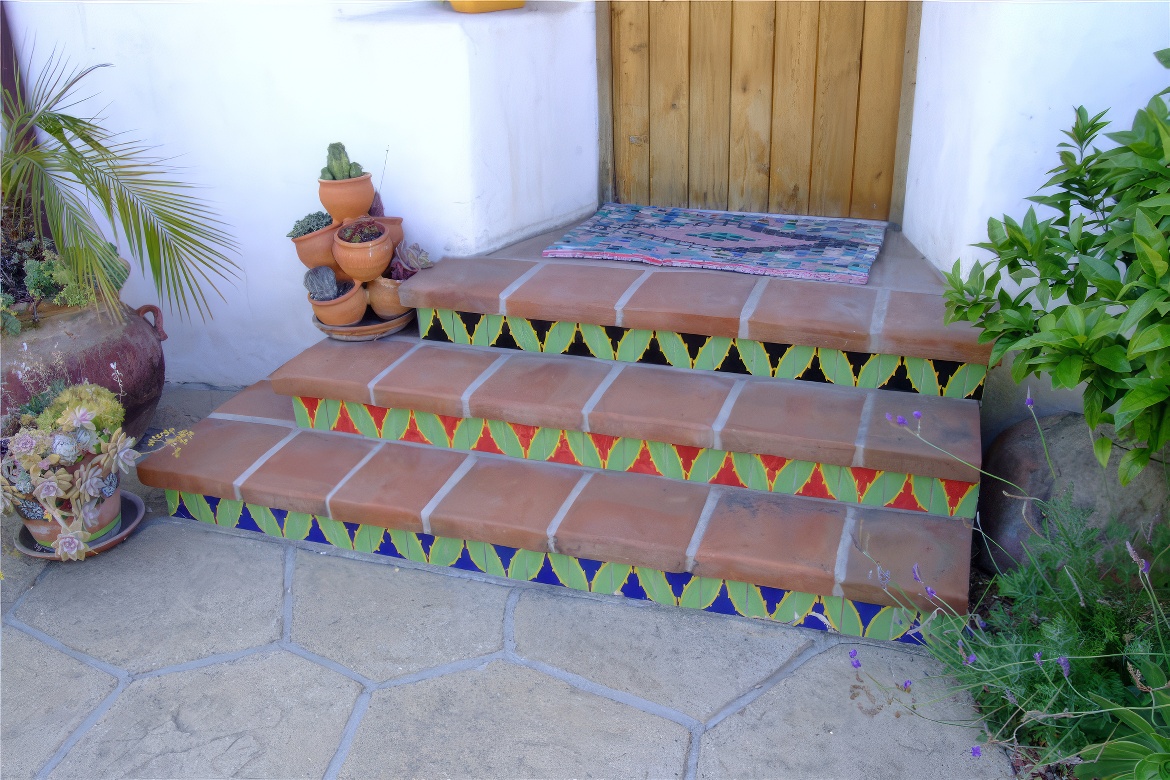 Colorful Tiles Between Steps