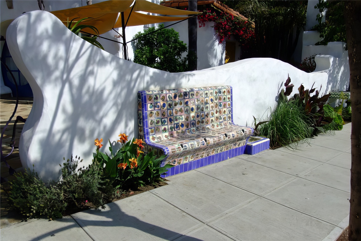 Blue Tiled Bench